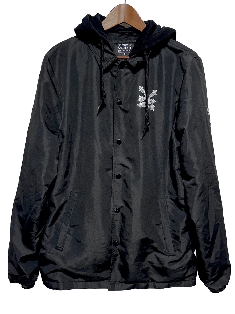 ZOO YORK Hooded Coach Jacket Skate Streetwear Emo Grunge Goth M